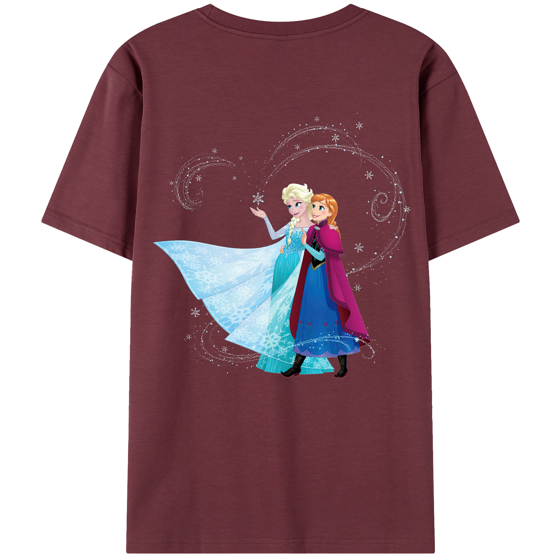 （画像用） アナと雪の女王 アンナ エルサ Frozen Anna Elsa 綿100％半袖Tシャツ（背面プリント）